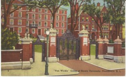 Providence Rhode Island, Van Wickle Gates Brown University Campus, C1930s/40s Vintage Linen Postcard - Providence