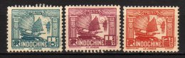 INDOCHINE - 1931/41 Scott# 143+144+145 * - Nuovi