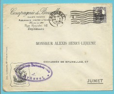 BZ 16 Op Brief Met Stempel BRUSSEL, Firmaperforatie (perfin) " P.B. " Van Compagnie De Bruxelles - 1909-34