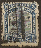 NZ 1891 1d Government Life P14x11 SG L20 U #LL77 - Dienstzegels