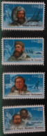 1986 USA Arctic Explorers Stamps Sc#2220-23 Famous Dog North Pole Sled Map - Expéditions Arctiques