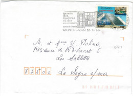 MONACO - 1999 - Forum Grimaldi - Flamme MUSEE DES TIMBRES ET DES MONNAIES - Viaggiata Da Monte-Carlo Per Les Sablette... - Briefe U. Dokumente