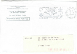 MONACO - 1998 - Franchise Service Des Postes - Flamme Bonne Année - Viaggiata Da Monte-Carlo Per Yutz, France - Storia Postale