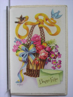 ILLUSTRATION ZSOLT - BONNE FETE - PANIER - FLEURS - OISEAUX - RUBAN - Zsolt