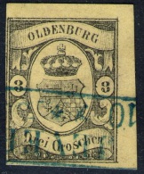 Jever Auf 3 Groschen Gelb - Oldenburg Nr. 8 - Bogenecke - Pracht - Oldenburg