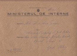 1419FM- HOME OFFICE HEADER COVER SENT TO BIHOR COUNTY HALL, ROMANIA - Autres & Non Classés