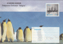15648- BELGICA ANTARCTIC EXPEDITION, SHIP, PENGUINS, COVER STATIONERY, 1997, ROMANIA - Antarctische Expedities