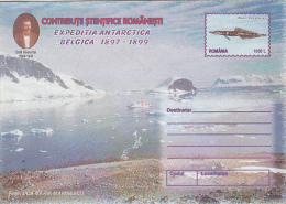 15650- BELGICA ANTARCTIC EXPEDITION, SHIP, E. RACOVITA, FISH, COVER STATIONERY, 1999, ROMANIA - Antarctische Expedities