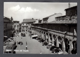 1959 FERMO PIAZZA DEL POPOLO FG V SEE 2 SCANS ANIMATA CORRIERE TOPOLINO GIARDINETTA FIAT - Fermo