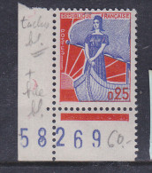 FRANCE N°1234 25C BLEU ET ROUGE TYPE MARIANNE A LA NEF TACHE BLEU SUR LE CADRE NEUF SANS CHARNIERE - Nuevos