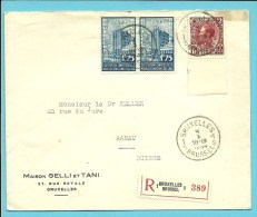 389+393 (surtaxe) Op Brief Aangetekend Met Stempel BRUXELLES - 1934-1935 Leopoldo III