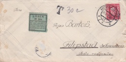 Taxe Percue: Cover From Ceskoslovensko P/m Komarno 21.11.1928 Mailed To Sweden With Swedish Label Lösen 30 øre, A Cachet - Poste