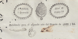 1832-PS-13.CUBA ESPAÑA SPAIN. SEALLED PAPER  ISABEL II.PAPEL SELLADO .SELLO POBRES HABILITADO. - Voorfilatelie