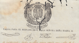 1834-PS-9.CUBA ESPAÑA SPAIN. SEALLED PAPER .PAPEL SELLADO .SELLO ILUSTRES HABILITADO ISABEL II . - Voorfilatelie