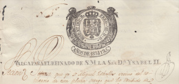 1834-PS-11.CUBA ESPAÑA SPAIN. SEALLED PAPER .PAPEL SELLADO .SELLO ILUSTRES HABILITADO ISABEL II . - Prefilatelia