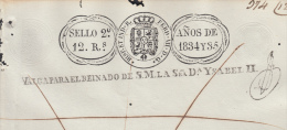 1834-PS-14.CUBA ESPAÑA SPAIN. SEALLED PAPER .PAPEL SELLADO .SELLO 2do HABILITADO ISABEL II. NUEVO . - Voorfilatelie