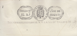 1834-PS-15.CUBA ESPAÑA SPAIN. SEALLED PAPER .PAPEL SELLADO .SELLO 2do HABILITADO ISABEL II . - Voorfilatelie