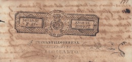 1836-PS-13.CUBA ESPAÑA SPAIN. SEALLED PAPER ISABEL II.PAPEL SELLADO .SELLO 3ro HABILITADO .RAROS. - Voorfilatelie