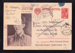 E-USSR-72  POSTCARD CZECH EMBASSY,MOSCOW TO KIROVOGRAD 11.02.1948 - Briefe U. Dokumente