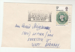 1970 Air Mail  GB 9d Philympia Stamps COVER BATH SLOGAN Pmk To Germany Stamp On Stamps - Covers & Documents