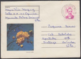 1975-EP-9 CUBA 1975. Ed.175a. ENTERO POSTAL. POSTAL STATIONERY. JOSE MARTI. FLOR DE OTOÑO. FLOWERS. PALMA SORIANO. USED. - Cartas & Documentos