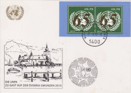 United Nations Show Card 2010 'Gmunden' - August 2010 - UN 65th Anniversary - Coat Of Arms - Mi Block 28 - Cartas & Documentos