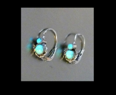 - Anciennes Boucles D'oreille Dormeuses Magyar En Argent Et Turquoises / Old Hungarian Silver And Turquese Earrings - Orecchini