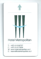 ESPAÑA HOTEL METROPOLITAN ISARAEL Llave Clef Key Keycard Karte - Hotelaufkleber