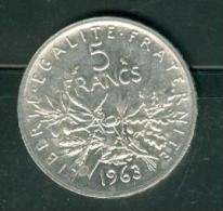 Piece 5 Francs Argent Silver , Type Semeuse Année 1963 - Pia11004 - 5 Francs