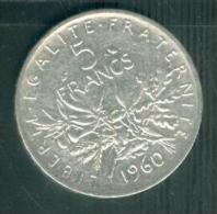 Piece 5 Francs Argent Silver , Type Semeuse Année 1960 - Pia11006 - 5 Francs