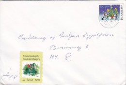 Iceland REYKJAVIK 1990 Cover Brief Christmas Seal "Barnauppeldissjodur Thorvaldsensfélagsins" 1990 - Used Stamps