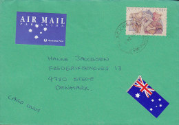 Australia "AIR MAIL Par Avion Australia Post" & Flag Labels BLACKHEART 1991 Cover To STEGE Denmark Christmas Stamp - Storia Postale