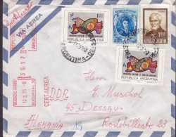 Argentina Registered Certificado BUENOS AIRES 1975 Meter & Stamps Cover Letra DESSAU Germany DDR - Brieven En Documenten