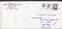 Turkey ISTANBUL AMERIKAN ROBERT LISESI, ARNAVUTKÖY 1990 Cover Lettera To Denmark Overprinted & Flower Stamps - Storia Postale