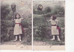 Lot 2 Cp- Fee Ch. Scolick, Wien, VIII. (Petite Fille Chassant Les Papillons) - Colecciones, Lotes & Series