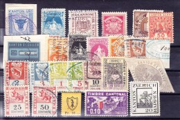 Schweiz Lot 25 Steuer Fiskalmarken Auf Steckkarte - Revenue Stamps