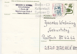 15856- WORK SAFETY, POSTCARD STATIONERY, 1988, GERMANY - Cartes Postales - Neuves