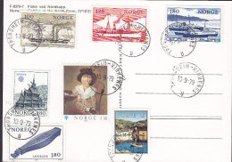 Norway PPC Fiske Ved Nordkapp TRONDHEIM - KIRKENES 1979 Card Karte Schiff Ship Europa CEPT Stamps (2 Scans) - Storia Postale