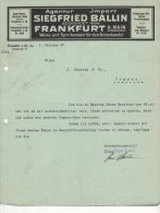Frankfurt - Siegried Ballin - Wein Und Spirituosen Den Grosshandel - 1927 - 1900 – 1949