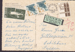 Holland PPC Danish Stamp?? Cancelled AMSTERDAM 1969 To Sweden TAXE T- Cancelled Postage Due Lösen Label & Swedish Stamps - Taxe