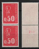 France - Timbre 1664 B Neuf XX ** MNH Tan Issu De ROULETTE Avec NUMERO ROUGE Marianne Bequet - Rollen