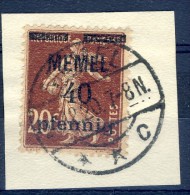##K1175. Memel 1920. Surprinted French Stamp. Michel 22. Used On Fragment. - Usados