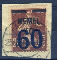 ##K1184. Memel 1921. Surprinted French Stamp. Michel 35. Used On Fragment. - Gebruikt