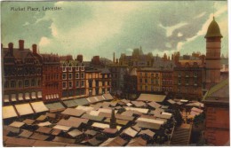 Market Place, Leicester - With All The Stalls In Place - Colour Postcard 1908 - Leicester