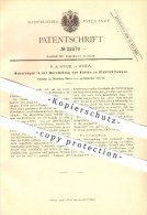 Original Patent - F. A. Haase In Weida B. Greiz , 1882 , Neuerungen In Der Herstellung Von Kohlen Zu Glühlichtlampen !!! - Weida