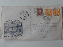 First Day Cover First Official Flight 1937 FortSt John Finlay Forks - Primeros Vuelos