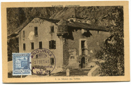 ANDORRE ESPAGNOL CARTE MAXIMUM DU N°40  60c. LA MAISON DES VALLEES  OBLITERATION ANDORRA 27 SET. 46 - Storia Postale