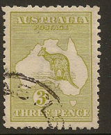 AUSTRALIA 1915 3d Olive-yellow Roo SG 37b U #LX46 - Used Stamps