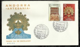 PREMIER JOUR . ANDORRE ESPAGNOL . ARTISANAT. 30 JUILLET 1974 . - Cartas & Documentos