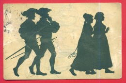 166649 / SILHOUETTE - GERMANY Art Paul Konewka -  NACHSTEIGEN , Two Men With Swords AFTER TWO WOMEN - 68 Allemagne - Silhouetkaarten